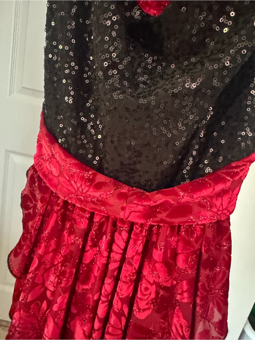 Girls Red and Black Sequin Dance Wear